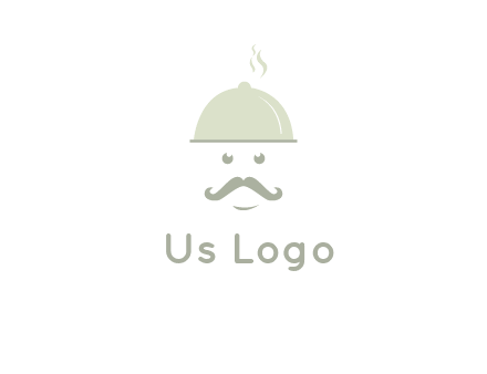 chef with dish and mustache logo