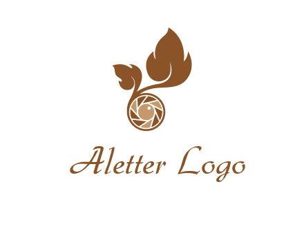 shutter in circle with iris and leaves photography logo