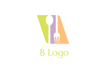 spoon and fork inside rhombus shape logo