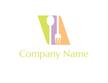 spoon and fork inside rhombus shape logo