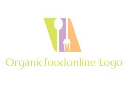 spoon and fork inside rhombus shape logo