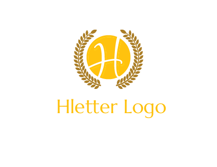 letter H in circle with laurel wreath logo