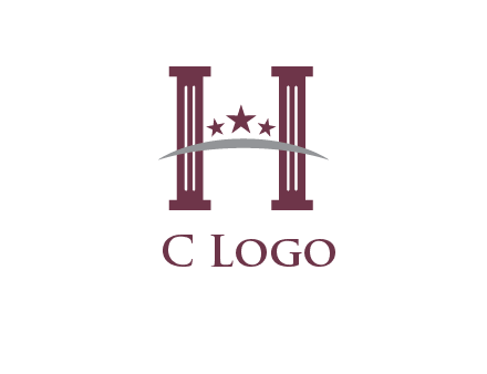 letter H incorporated with legal pillars logo