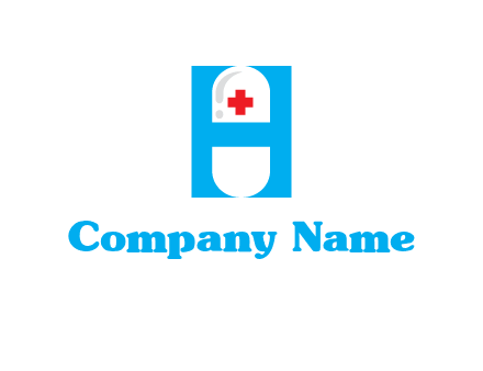 capsule and medical sign inside letter H logo