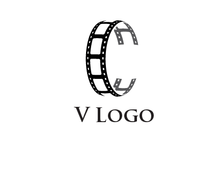 letter C made of film reel logo