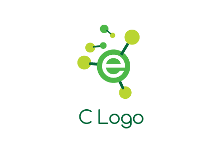 letter e inside circle with chemical bond logo