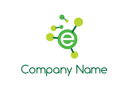 letter e inside circle with chemical bond logo