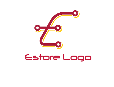 letter E made of tech wires logo