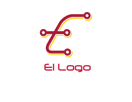 letter E made of tech wires logo