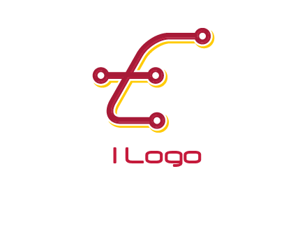 letter E made of tech wires logo