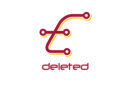 letter E made of tech wires logo