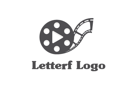 play button inside film reel logo