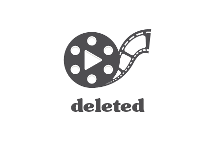 play button inside film reel logo