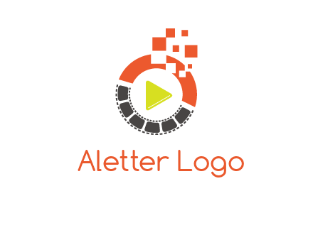 play button inside digital film reel logo