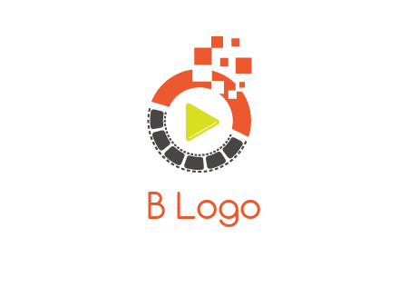 play button inside digital film reel logo