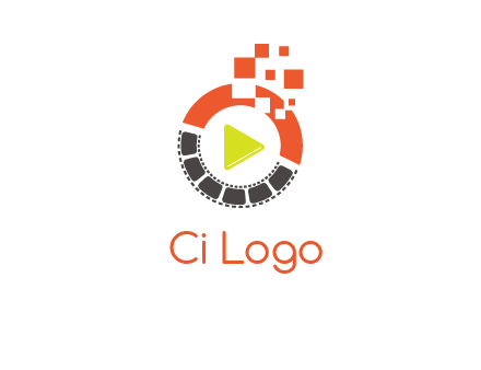 play button inside digital film reel logo