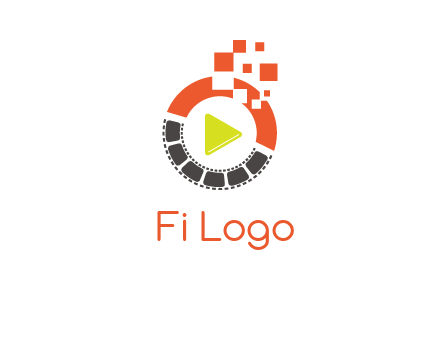 play button inside digital film reel logo