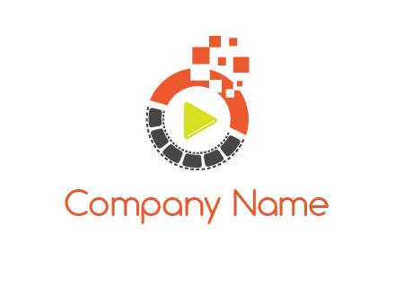 play button inside digital film reel logo