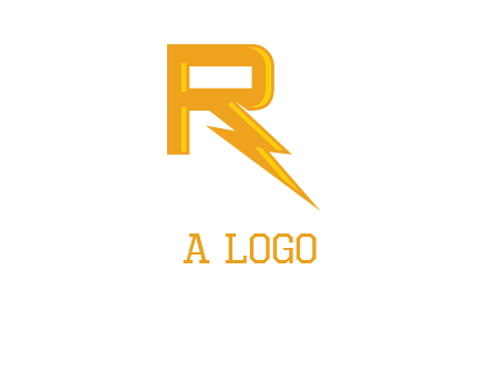 Letter R incorporate with thunder icon logo