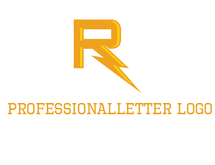 Letter R incorporate with thunder icon logo