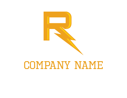 Letter R incorporate with thunder icon logo