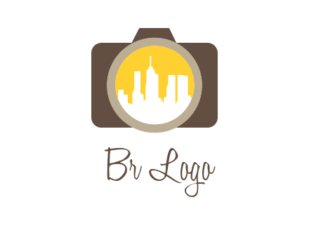 skyscrapers in camera lens photography logo