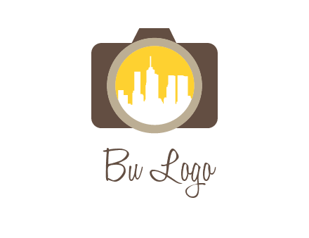 skyscrapers in camera lens photography logo