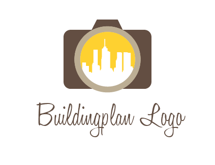 skyscrapers in camera lens photography logo