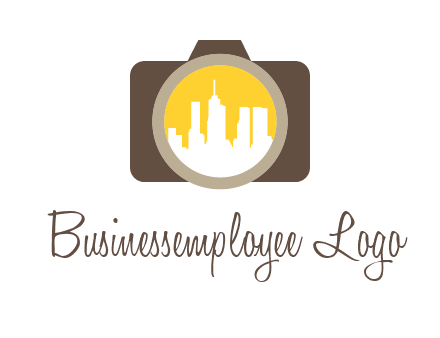 skyscrapers in camera lens photography logo