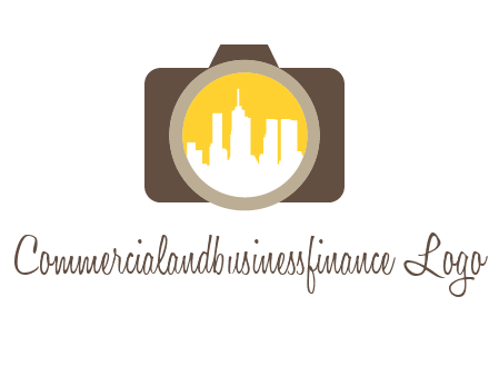 skyscrapers in camera lens photography logo