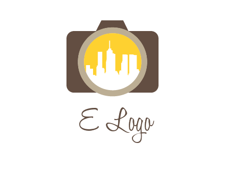 skyscrapers in camera lens photography logo