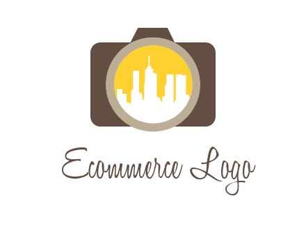 skyscrapers in camera lens photography logo