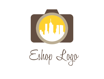 skyscrapers in camera lens photography logo