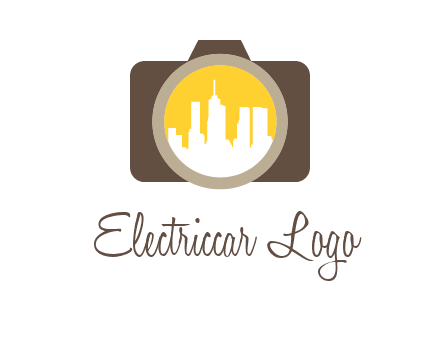 skyscrapers in camera lens photography logo