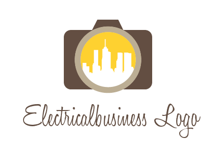 skyscrapers in camera lens photography logo