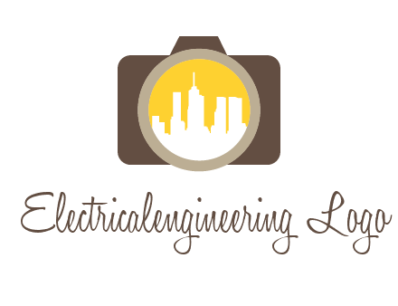 skyscrapers in camera lens photography logo