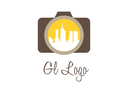 skyscrapers in camera lens photography logo