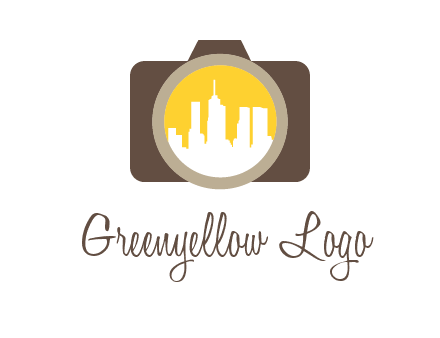 skyscrapers in camera lens photography logo