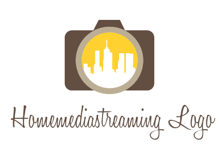 skyscrapers in camera lens photography logo