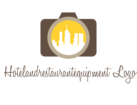 skyscrapers in camera lens photography logo