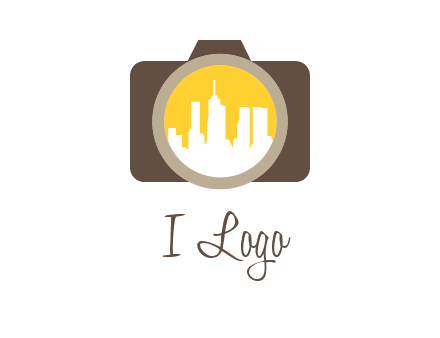 skyscrapers in camera lens photography logo