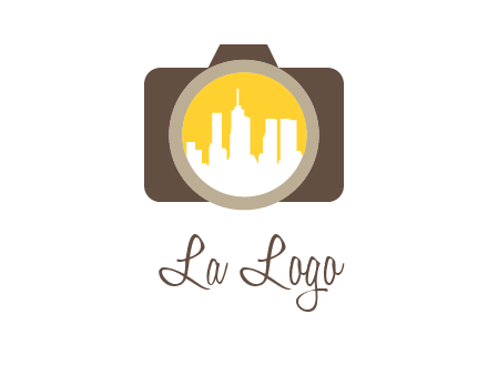 skyscrapers in camera lens photography logo