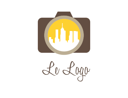 skyscrapers in camera lens photography logo