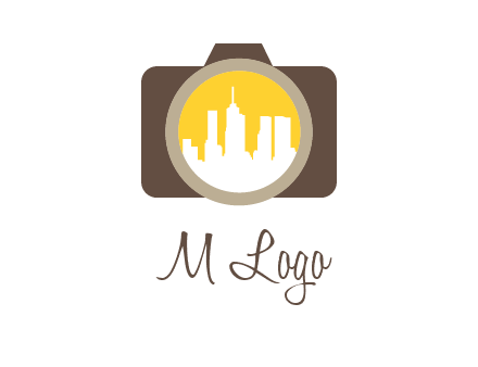 skyscrapers in camera lens photography logo