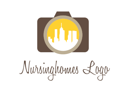 skyscrapers in camera lens photography logo