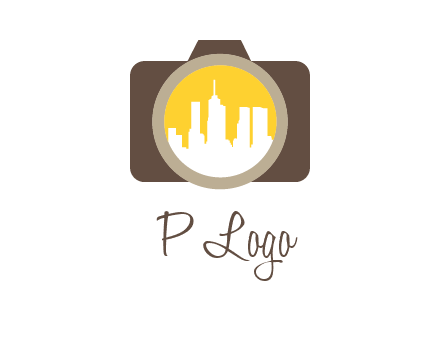 skyscrapers in camera lens photography logo