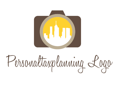 skyscrapers in camera lens photography logo