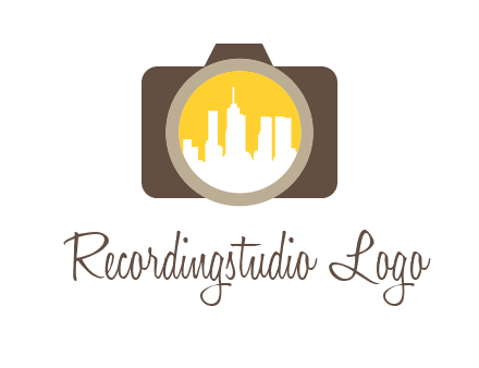 skyscrapers in camera lens photography logo