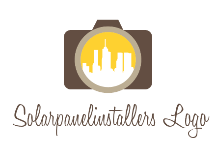 skyscrapers in camera lens photography logo