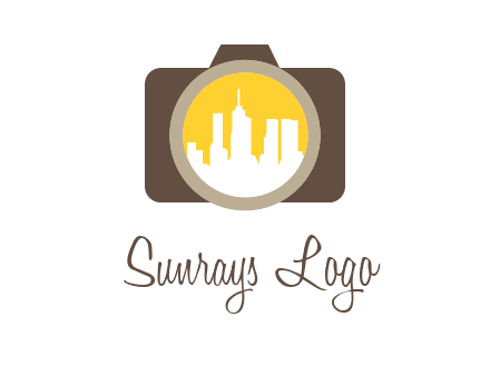 skyscrapers in camera lens photography logo